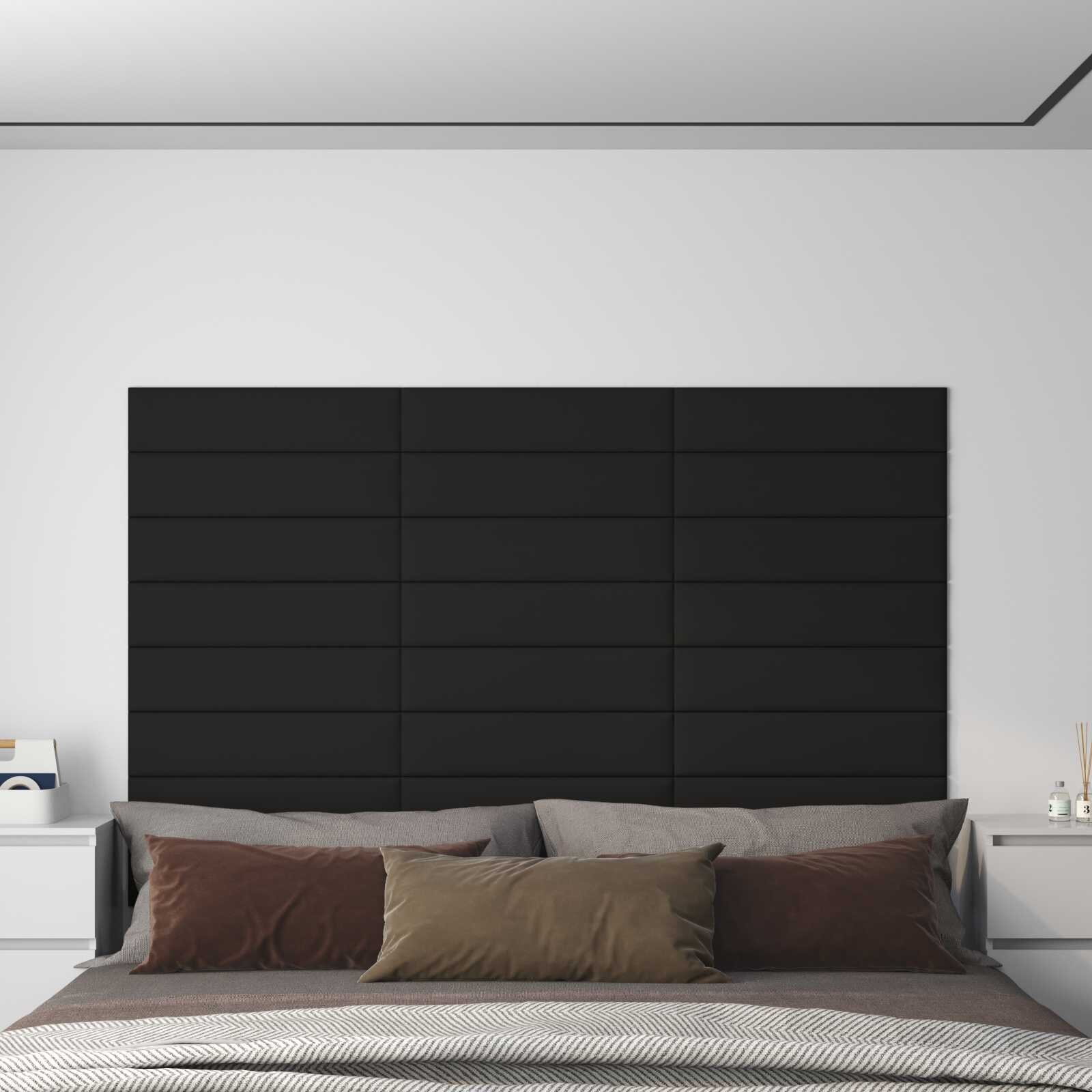vidaXL Стенно табло за легло 12 бр. 60 x 15 cm Черно текстил