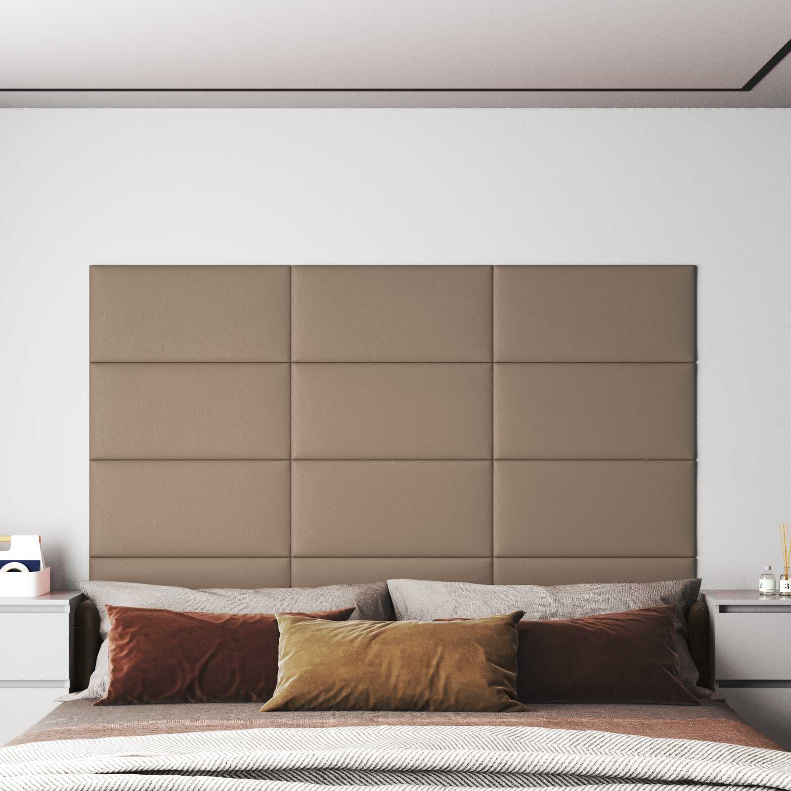 vidaXL Стенно табло за легло 12 бр. 60 x 30 cm Капучино текстил