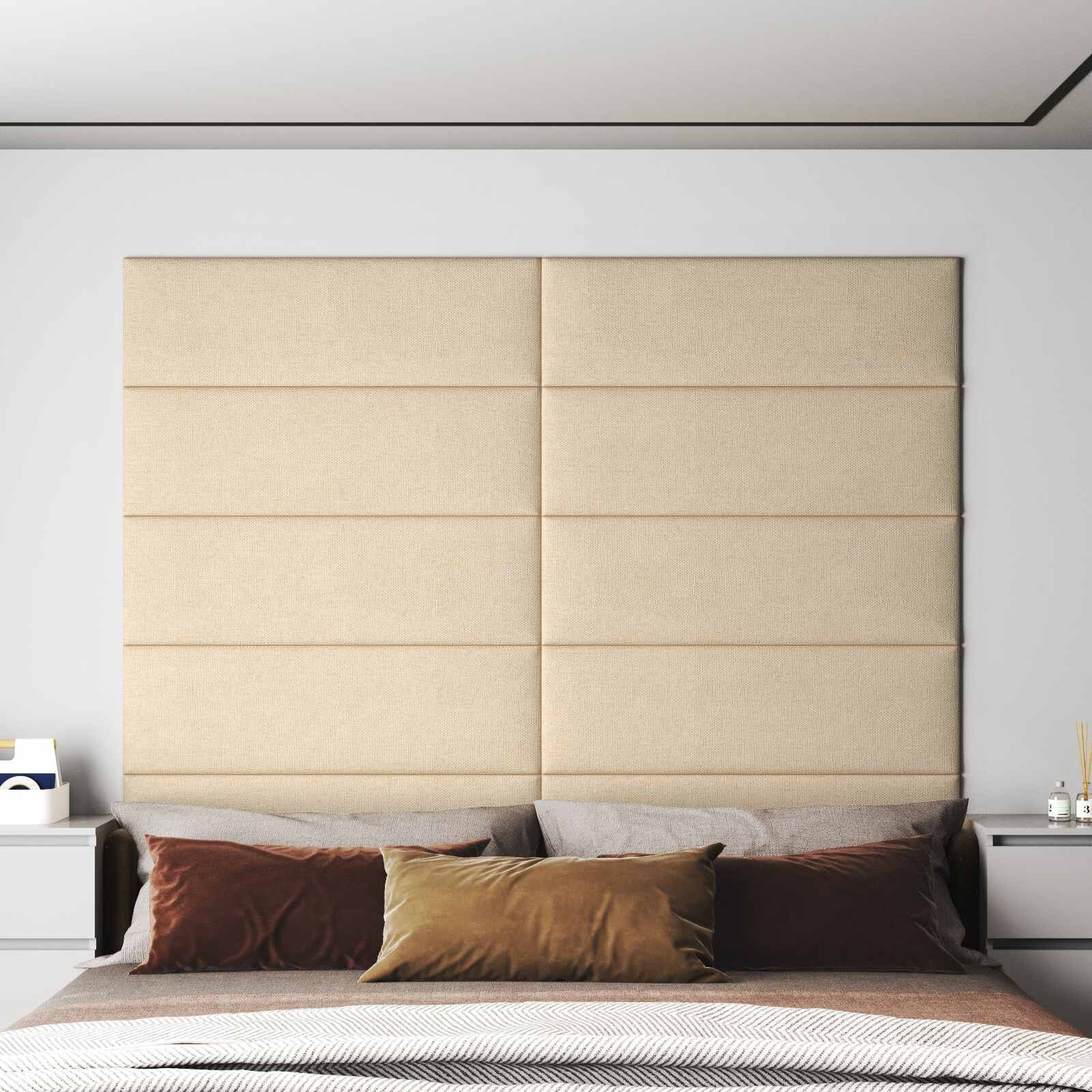 vidaXL Стенно табло за легло 12 бр. 90 x 30 cm Крем текстил
