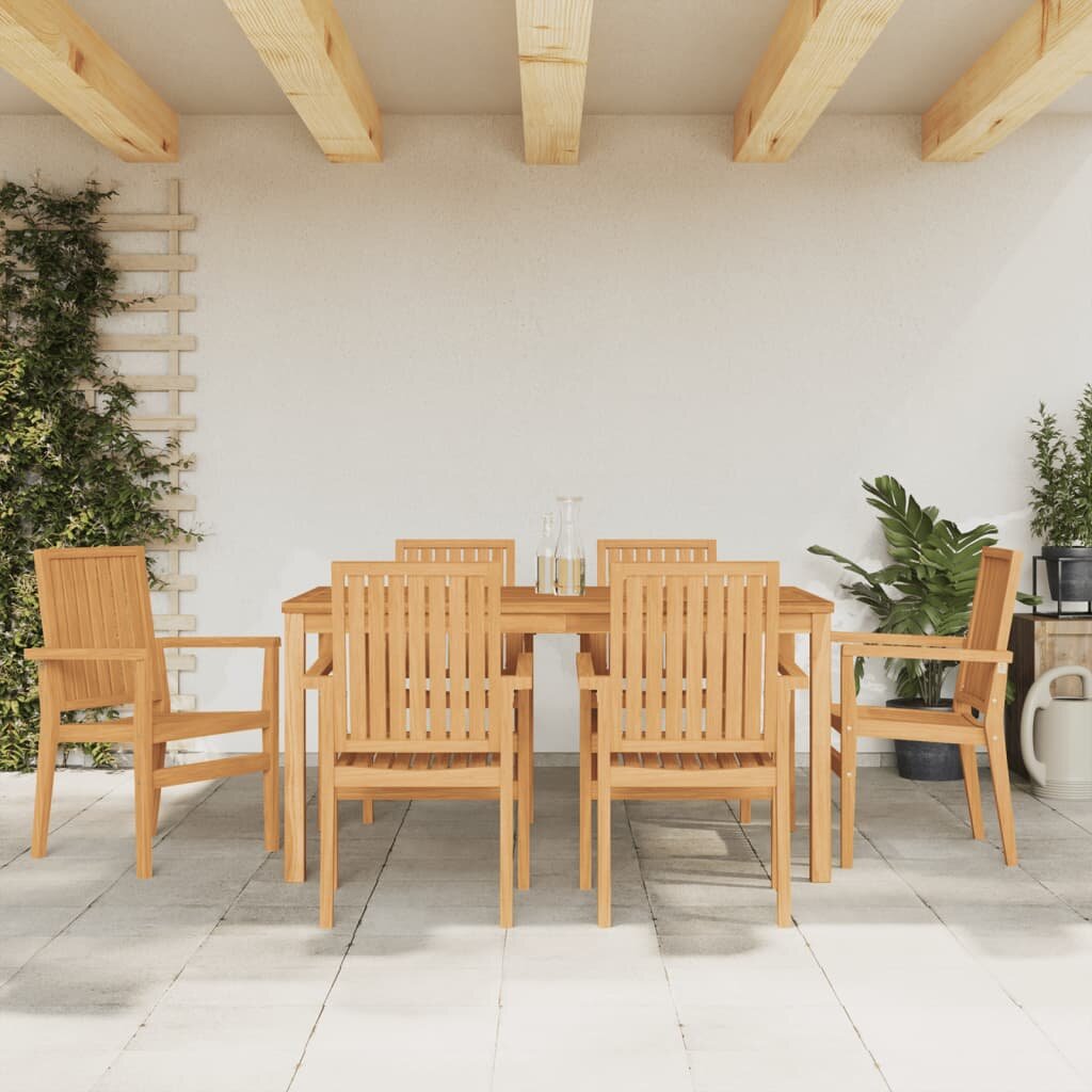 vidaXL Стифиращи градински столове 6 бр 565x575x91 см тик масив