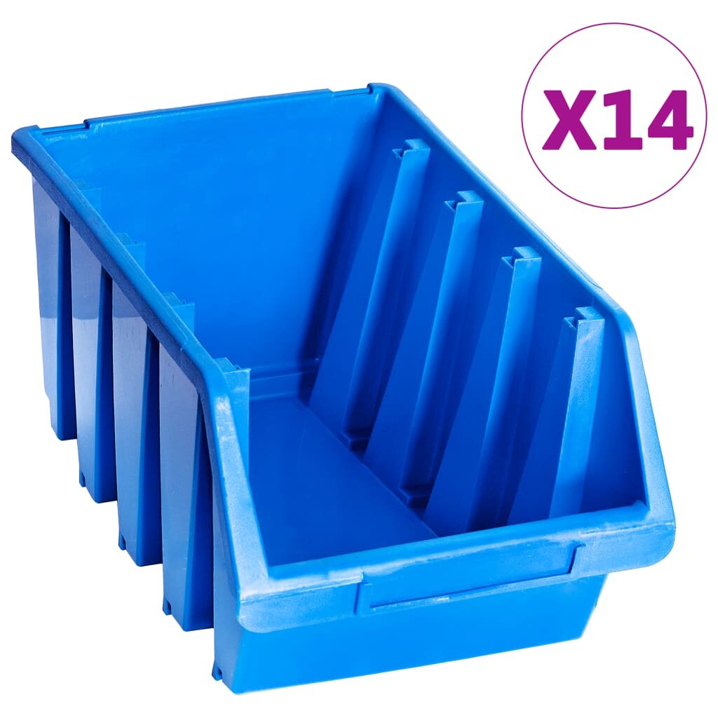 vidaXL Стифиращи контейнери за съхранение 14 бр сини пластмаса