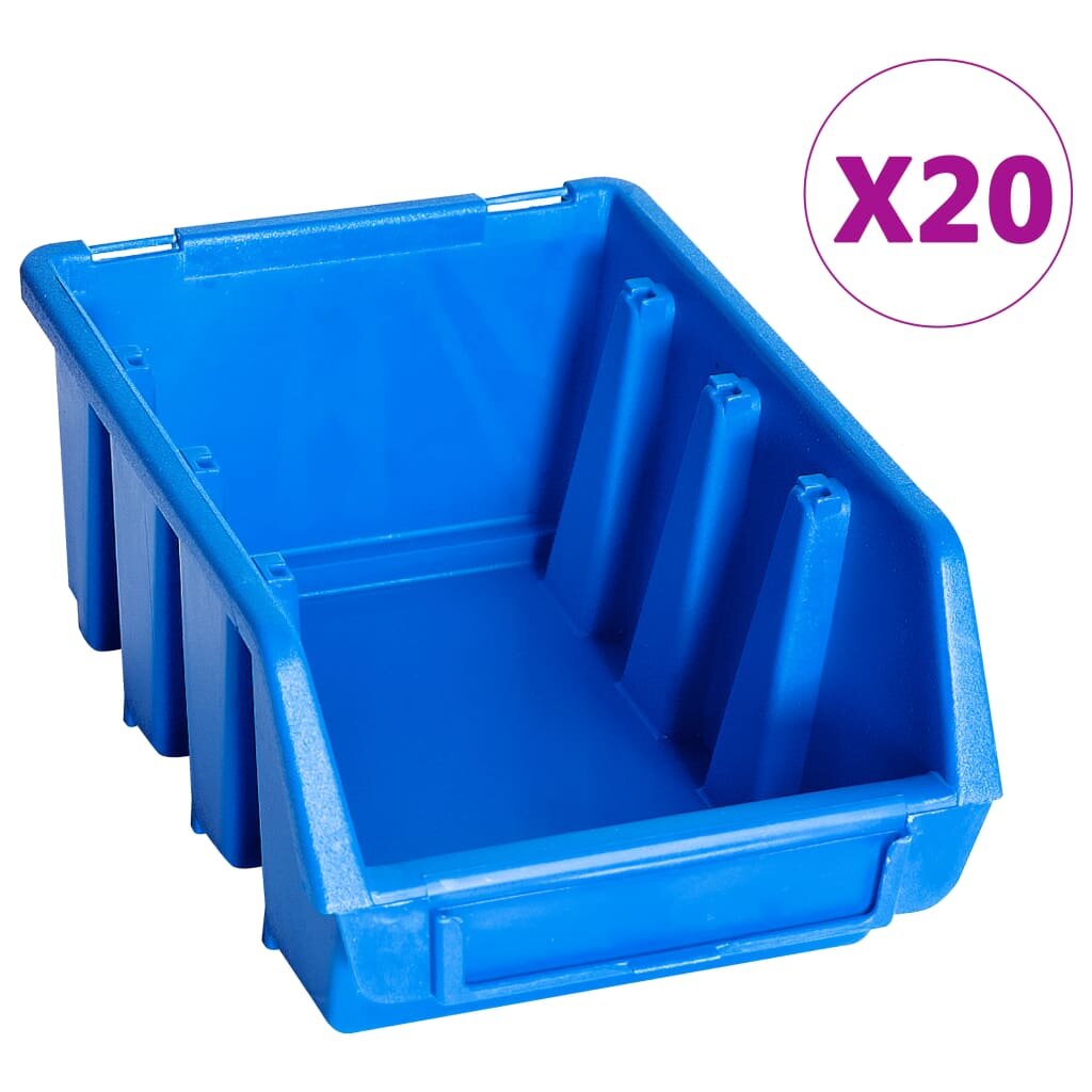 vidaXL Стифиращи контейнери за съхранение 20 бр сини пластмаса