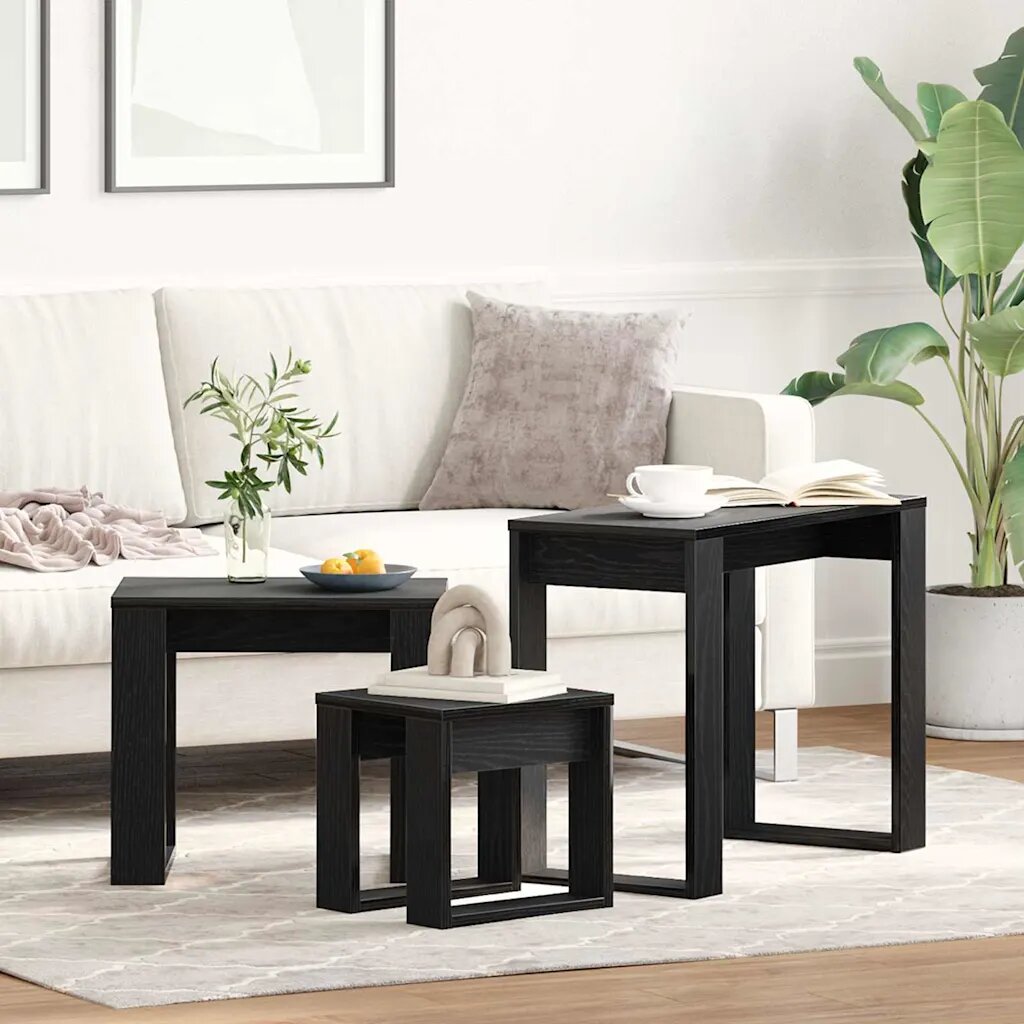 vidaXL Стифиращи масички 3 бр. Черния дъб 61 x 28 x 47 см