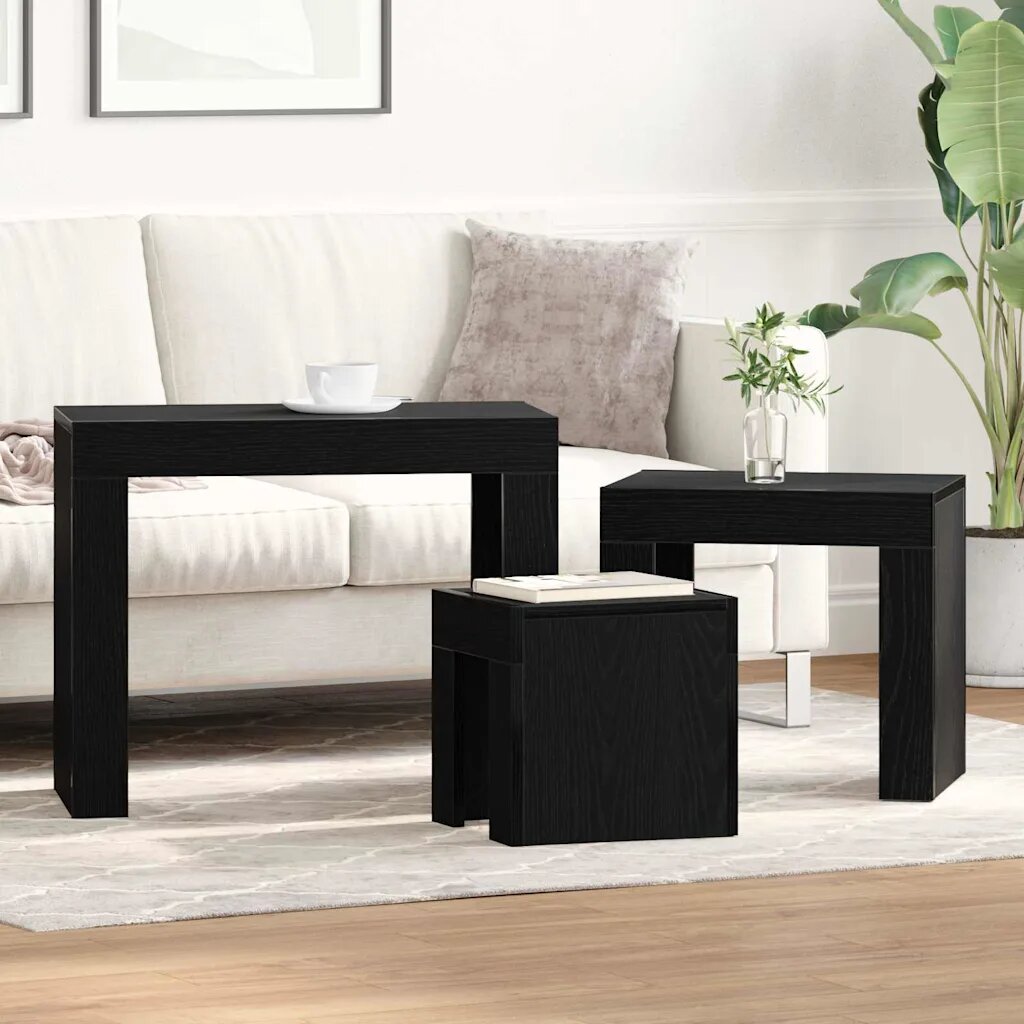 vidaXL Стифиращи масички 3 бр. Черния дъб 61 x 30 x 50 см