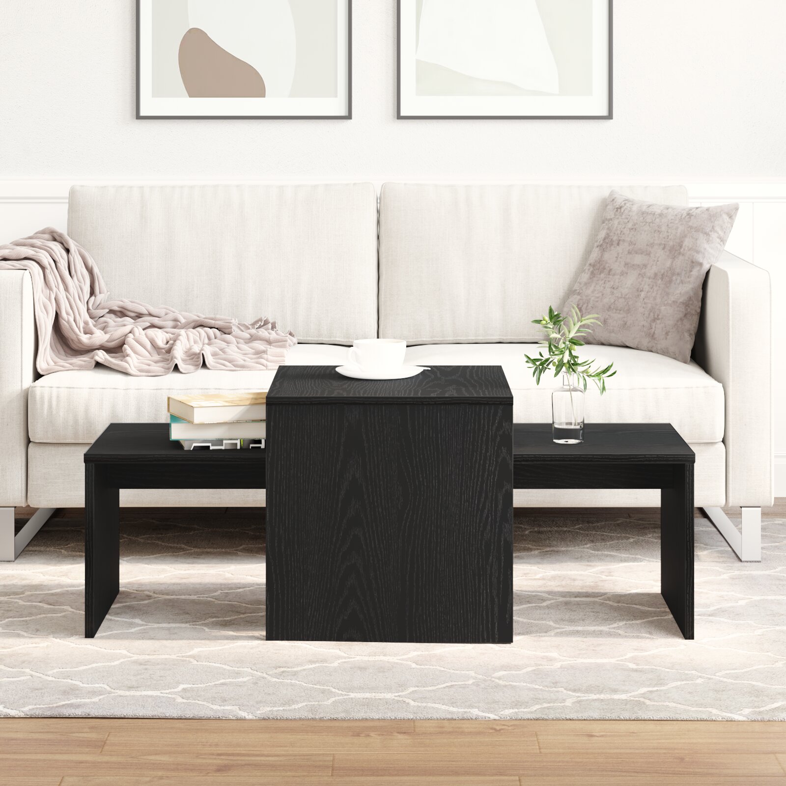 vidaXL Стифиращи масички Черния дъб 100 x 48 x 40 см