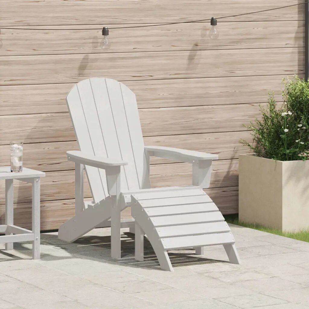 vidaXL Стол Adirondack Бяло HDPE