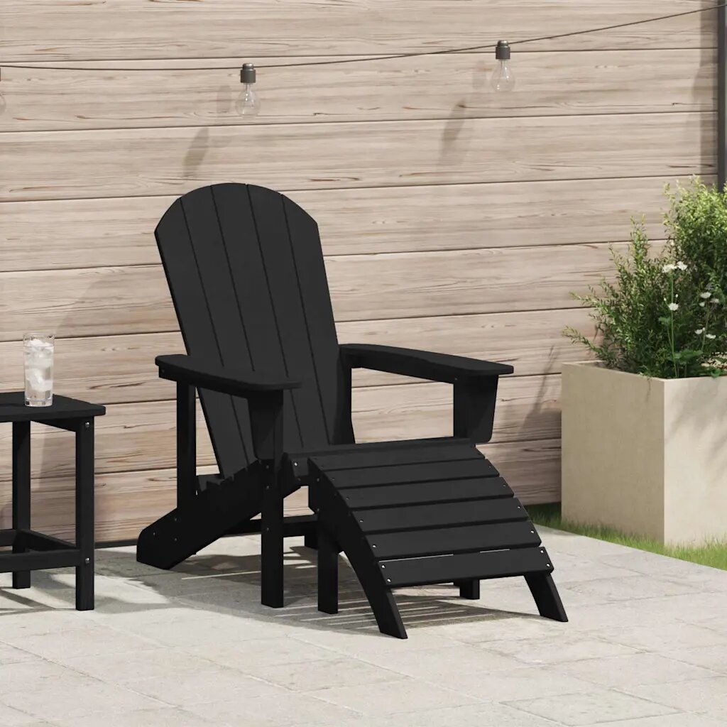 vidaXL Стол Adirondack Черно HDPE