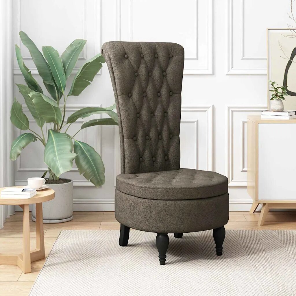 vidaXL Стол с тапицерия Тъмен сив 565 x 70 x 110 см Изкуствена набук