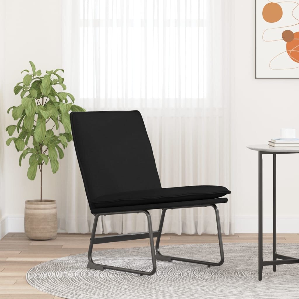vidaXL Стол шезлонг черен 52x75x76 см текстил