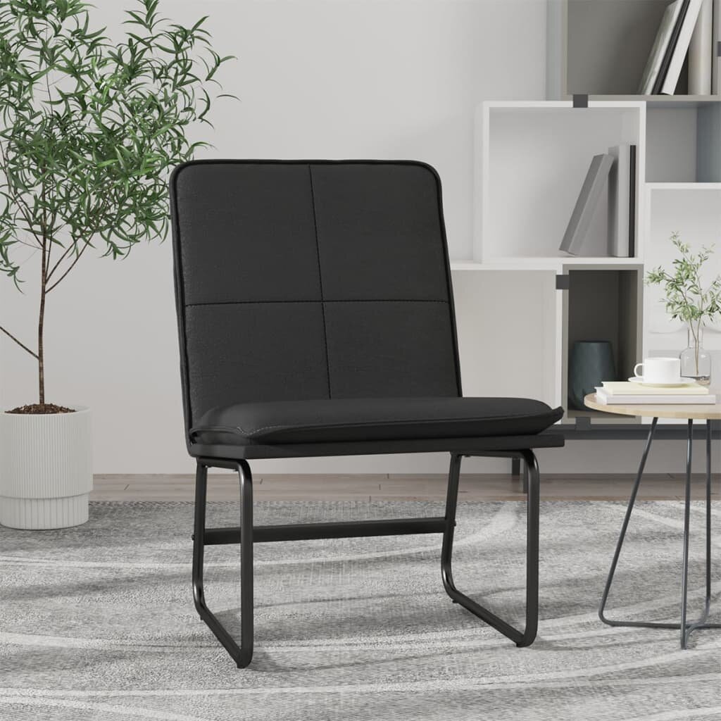 vidaXL Стол шезлонг черен 54x75x76 см изкуствена кожа