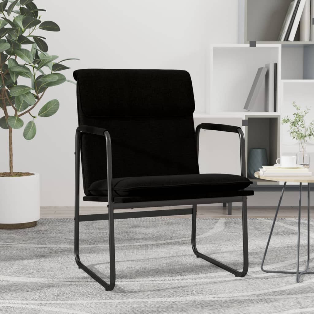 vidaXL Стол шезлонг черен 55x64x80 см текстил