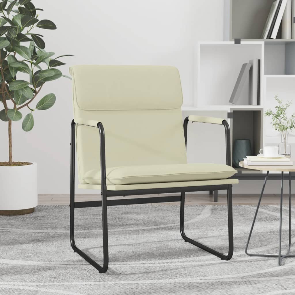 vidaXL Стол шезлонг кремав 55x64x80 см изкуствена кожа