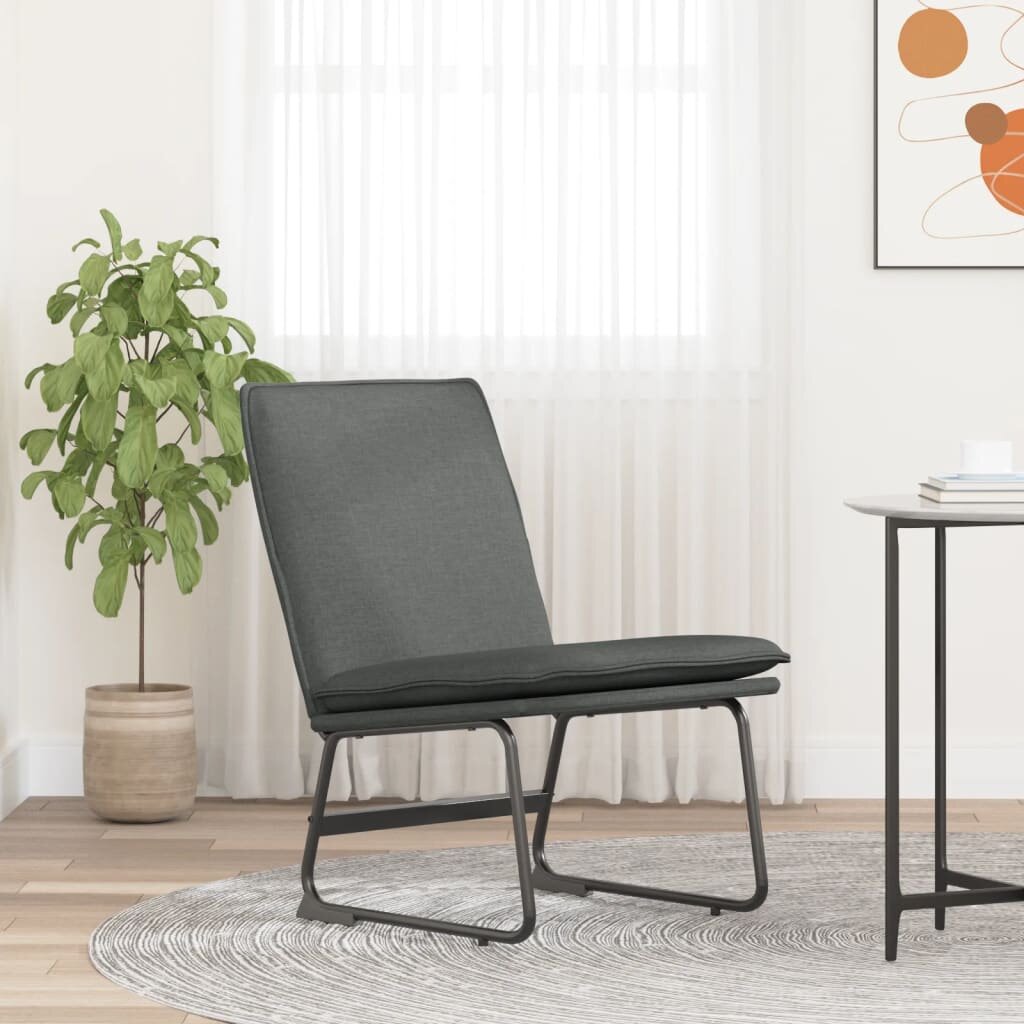 vidaXL Стол шезлонг тъмносив 52x75x76 см текстил