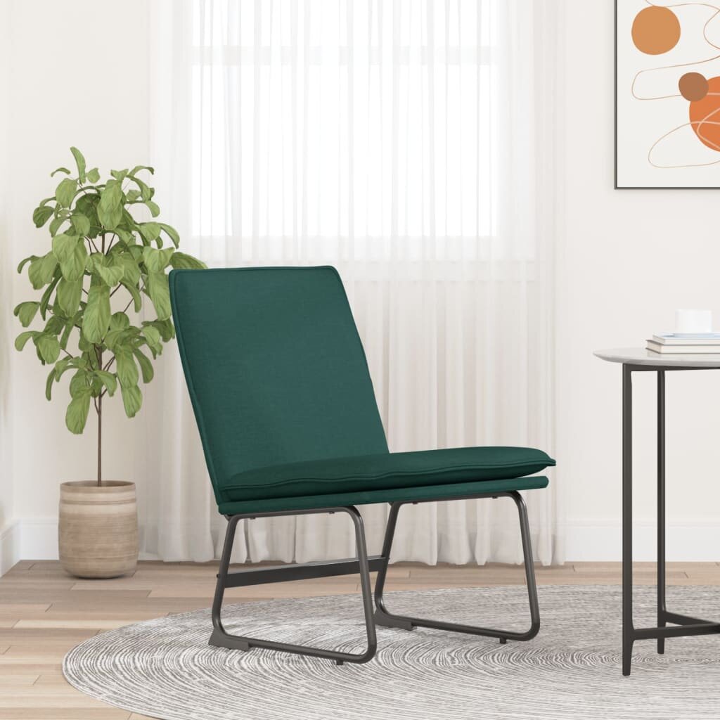 vidaXL Стол шезлонг тъмнозелен 52x75x76 см текстил