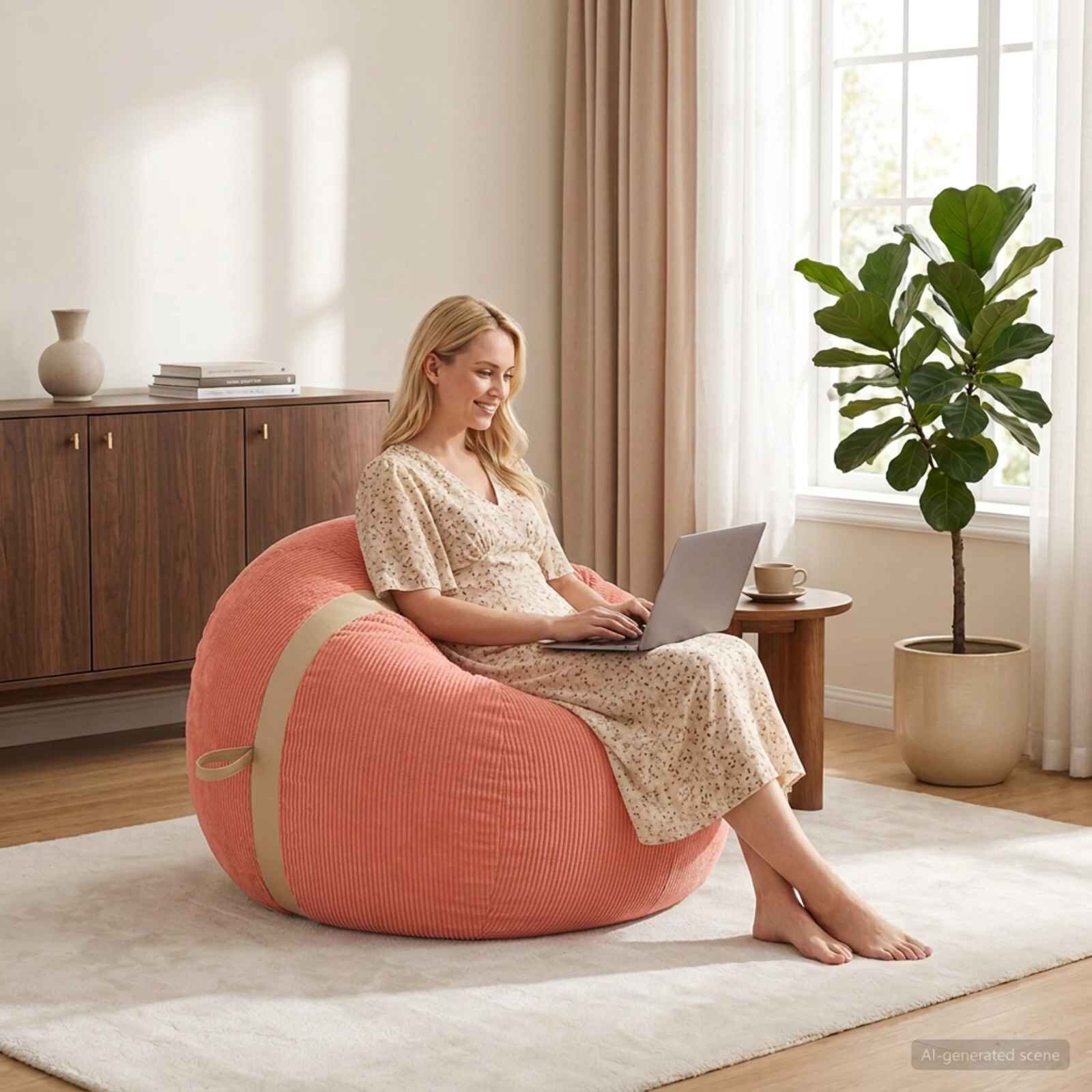 vidaXL Стол тип боб Червено оранжево 95 x 93 x 71 cm кордурой