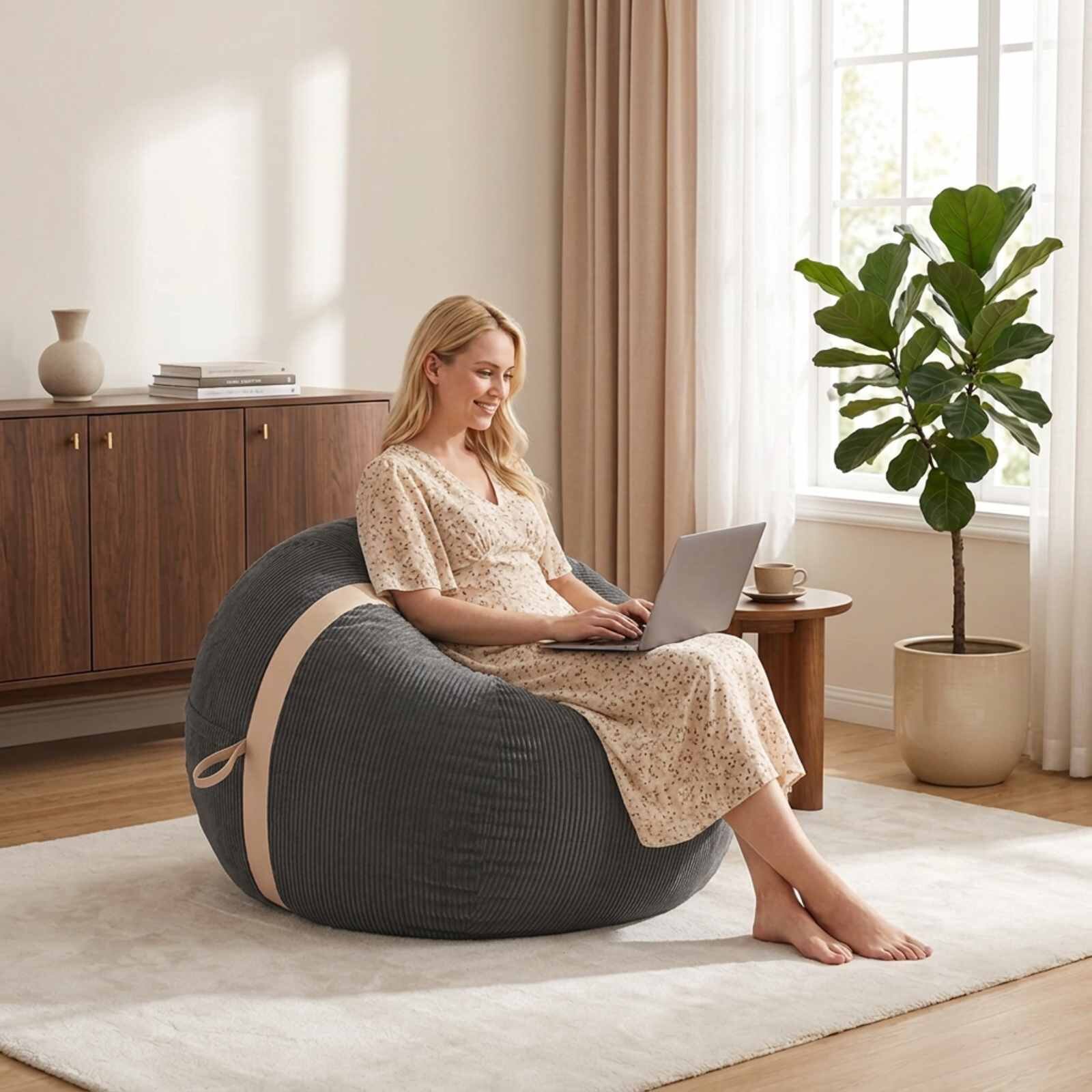 vidaXL Стол тип боб Тъмносиво 95 x 93 x 71 cm кордурой