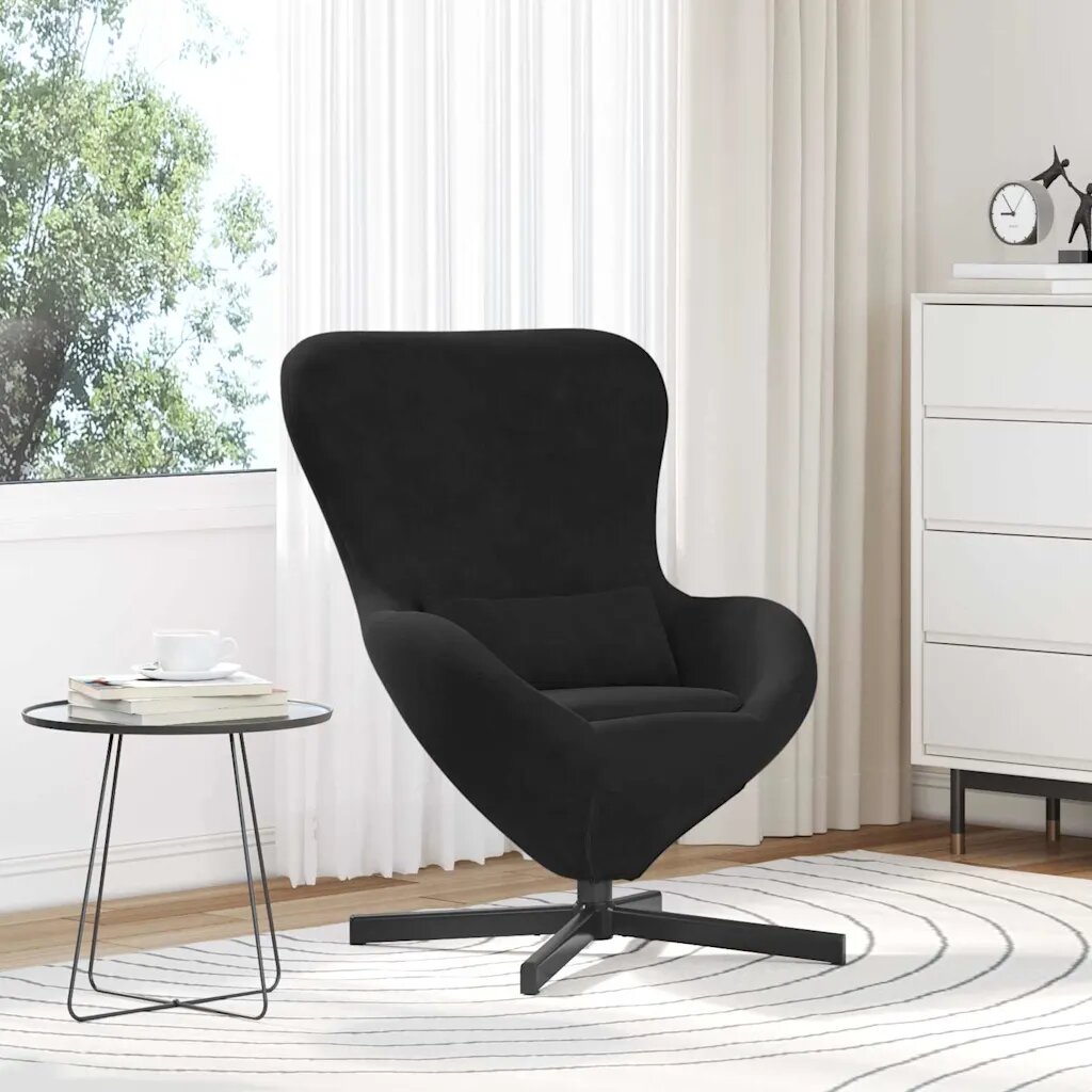 vidaXL Стол яйце Черно 63 x 73 x 90 см Кадифе