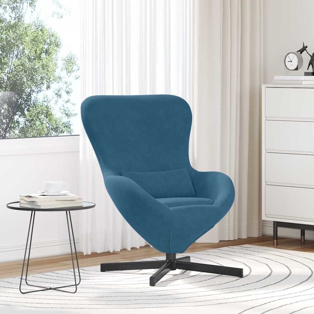 vidaXL Стол яйце Синьо 63 x 73 x 90 см Кадифе