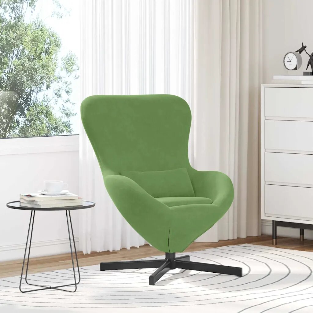 vidaXL Стол яйце Светло зелено 63 x 73 x 90 см Кадифе