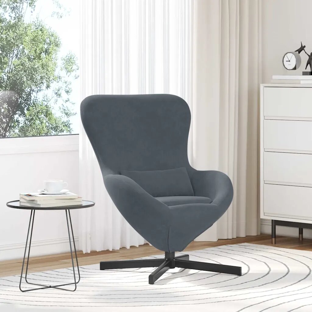 vidaXL Стол яйце Тъмен сив 63 x 73 x 90 см Кадифе