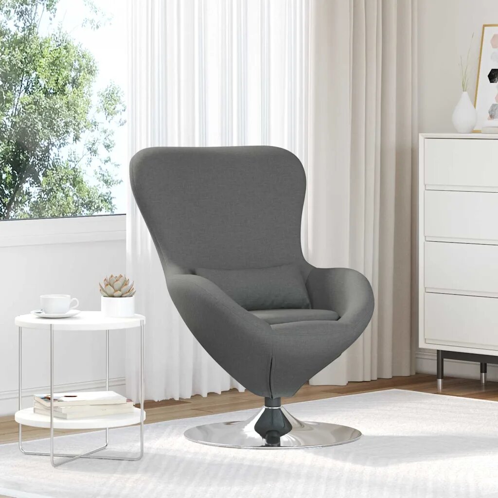 vidaXL Стол яйце Тъмен сив 63 x 73 x 90 см текстил