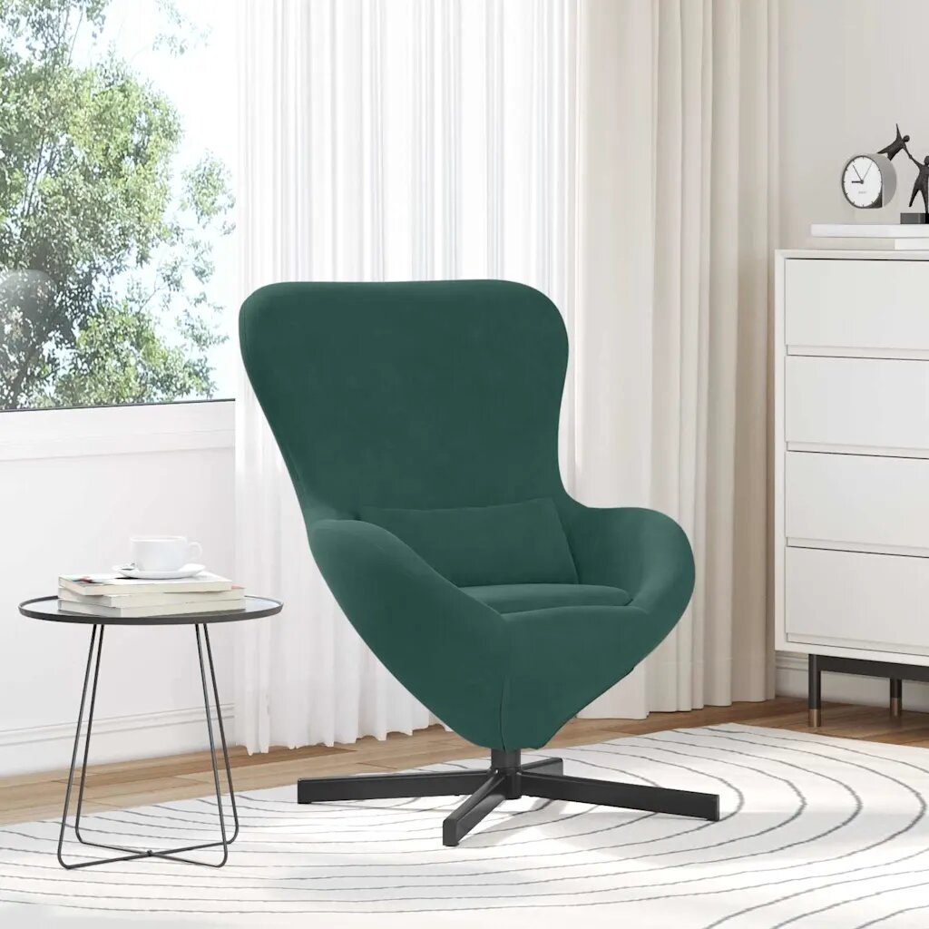 vidaXL Стол яйце Тъмен зелен 63 x 73 x 90 см Кадифе