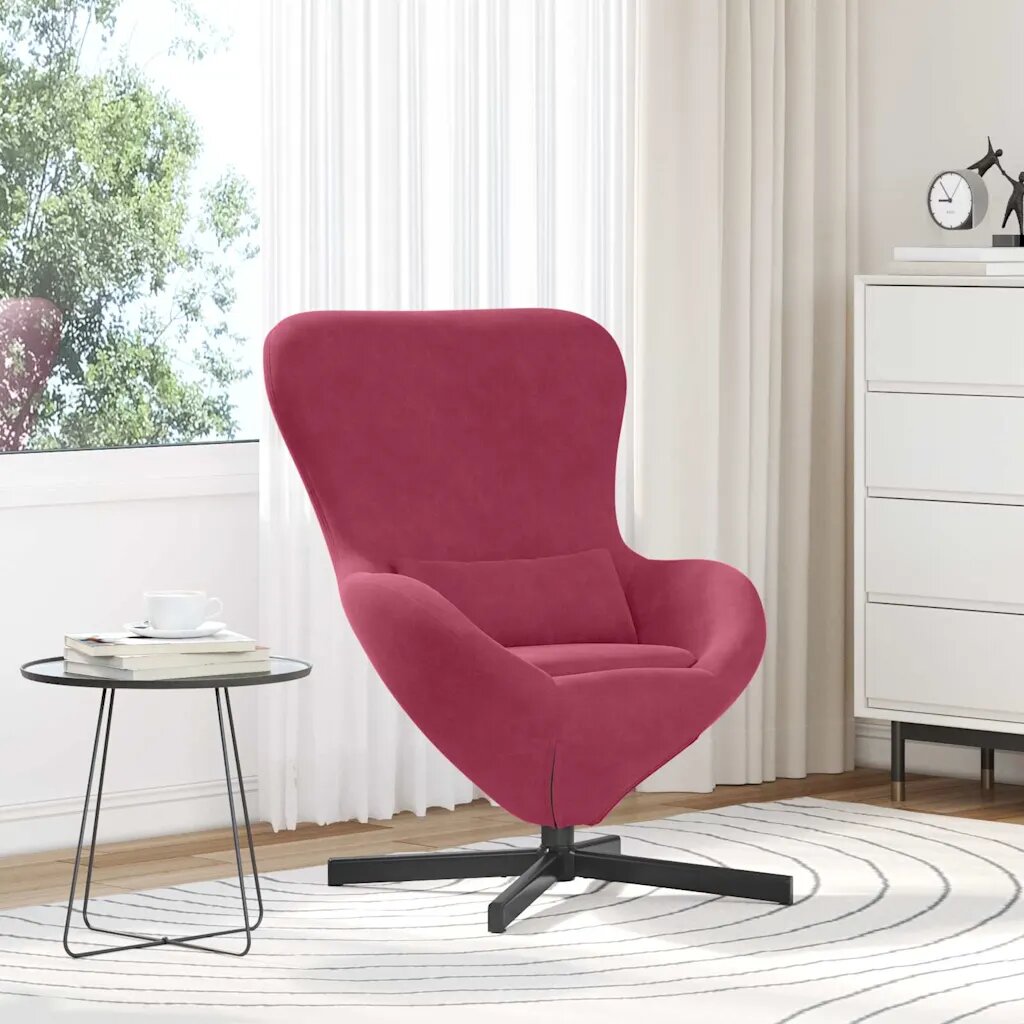 vidaXL Стол яйце Виненочервен 63 x 73 x 90 см Кадифе