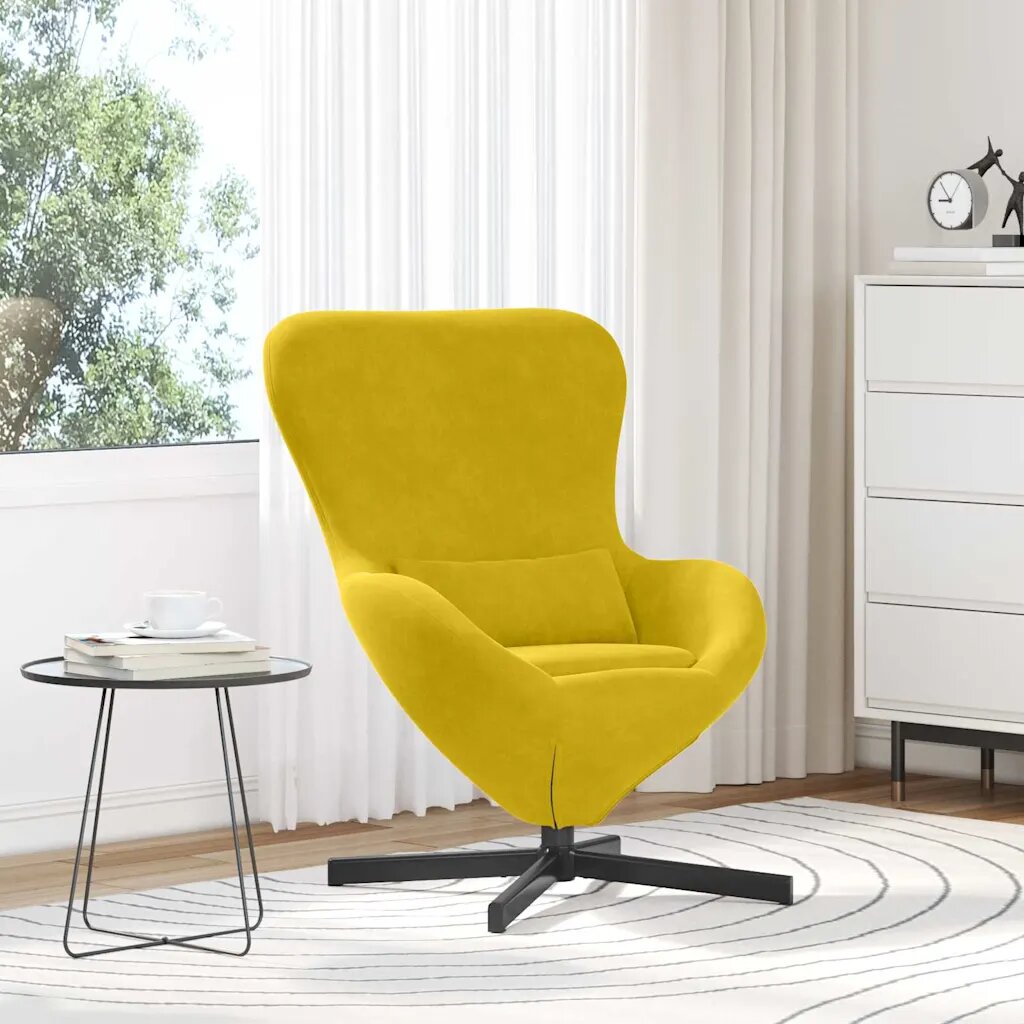 vidaXL Стол яйце Жълто 63 x 73 x 90 см Кадифе
