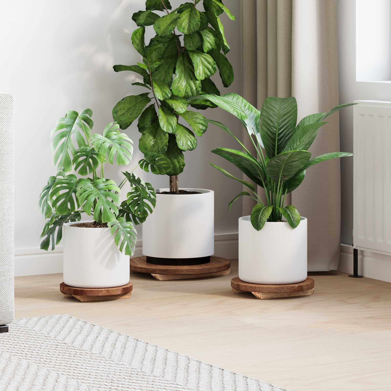 vidaXL Стол за растения 3 бр. Натурално 29 x 29 x 35 см