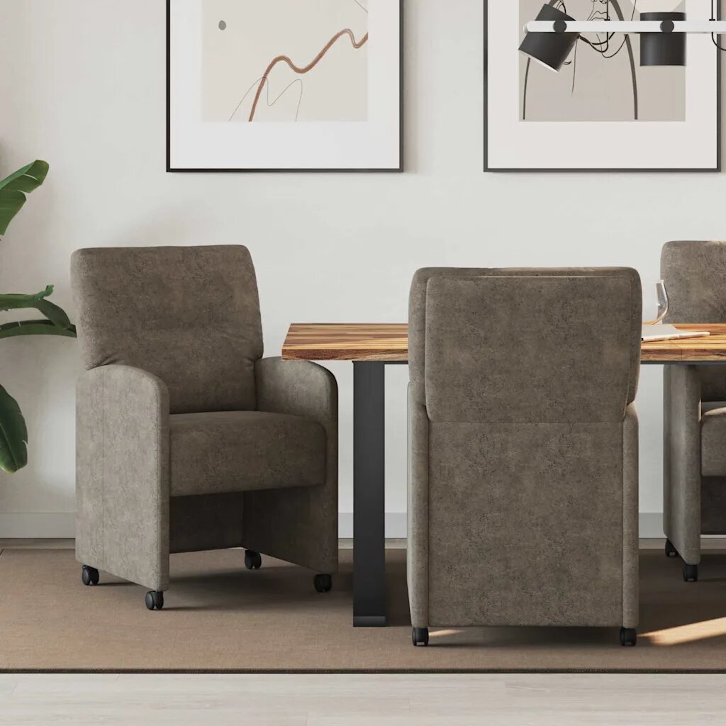 vidaXL Столове с Колела 2 бр. Изкуствен велур Тъмносив 57 x 67 x 95 см