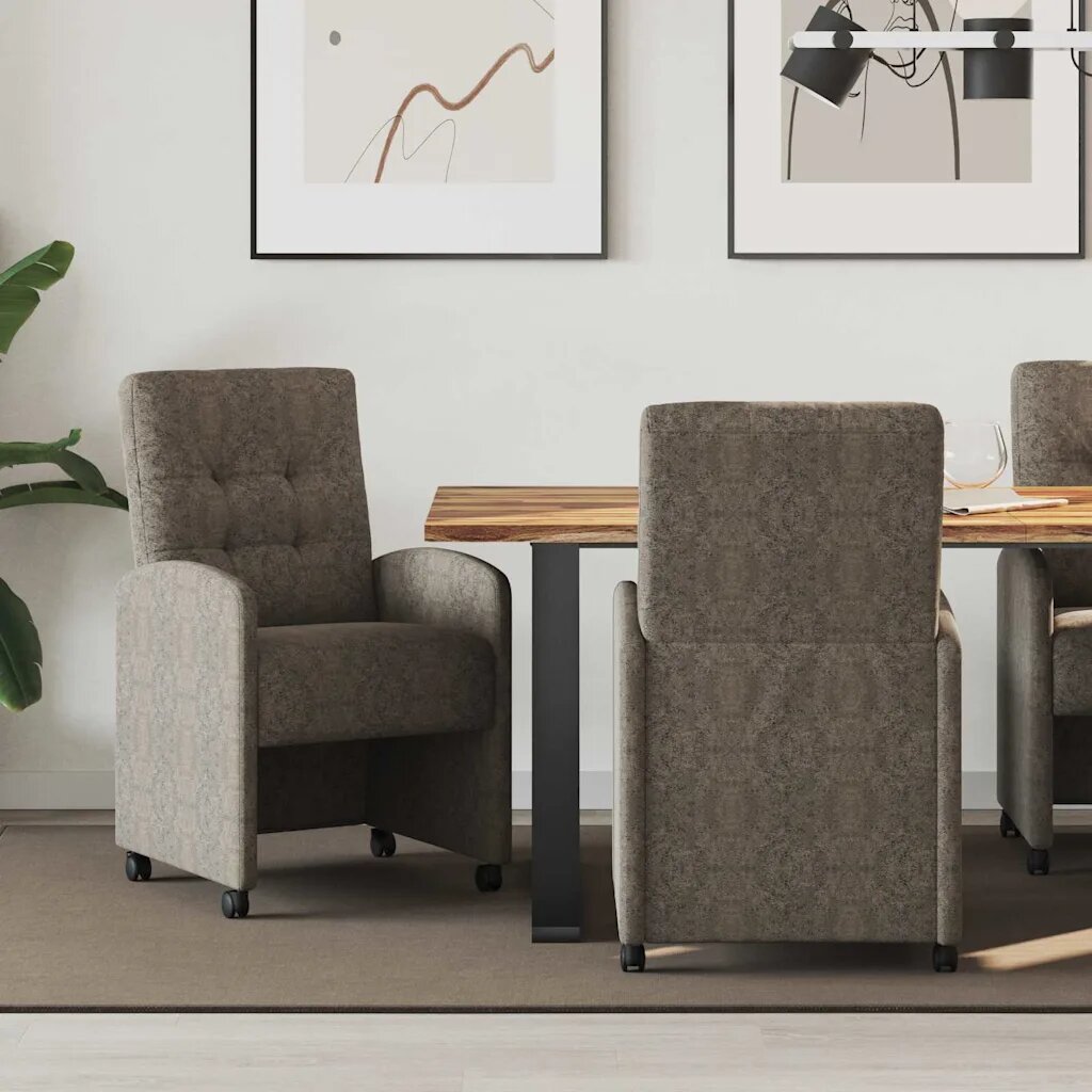 vidaXL Столове с Колела 2 бр. Изкуствен велур Тъмносив 58 x 67 x 97 см