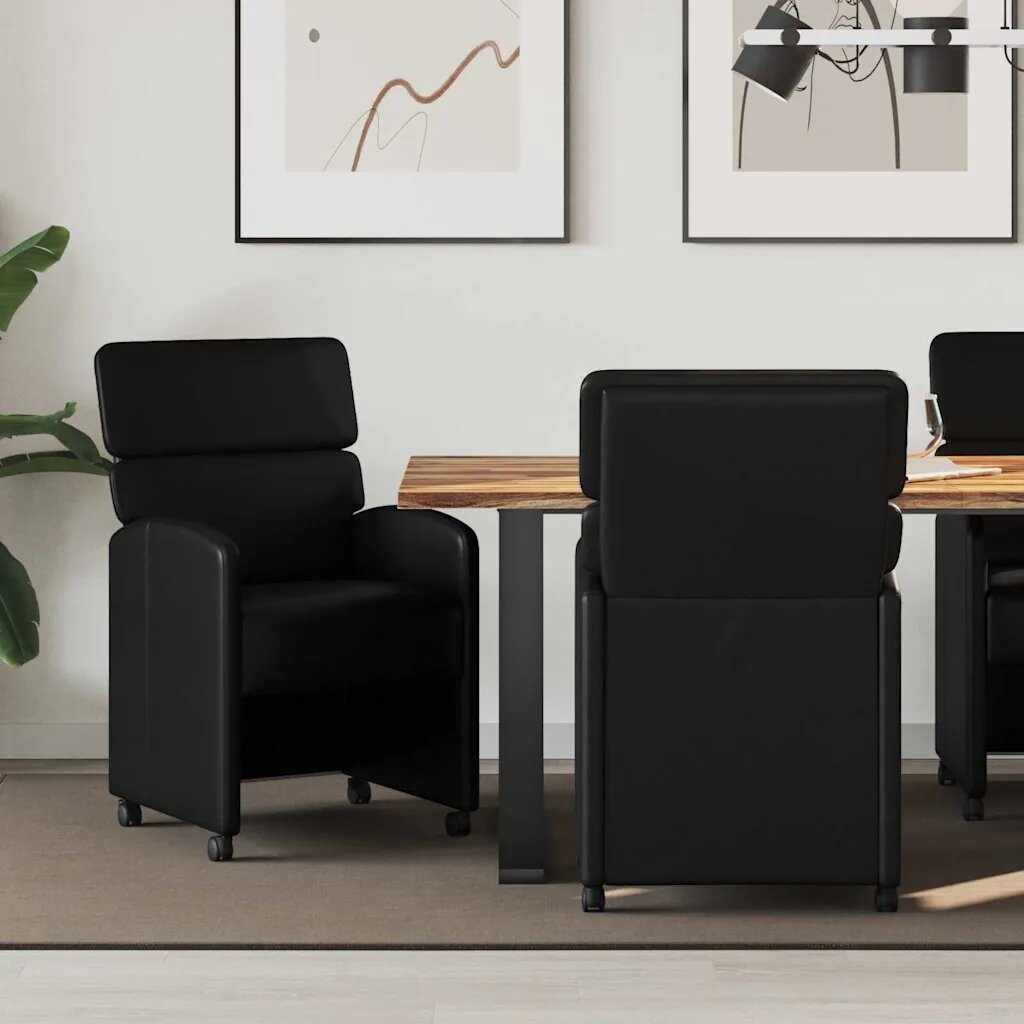 vidaXL Столове с Колела 2 бр. Изкуствена Черно 58 x 65 x 98 см