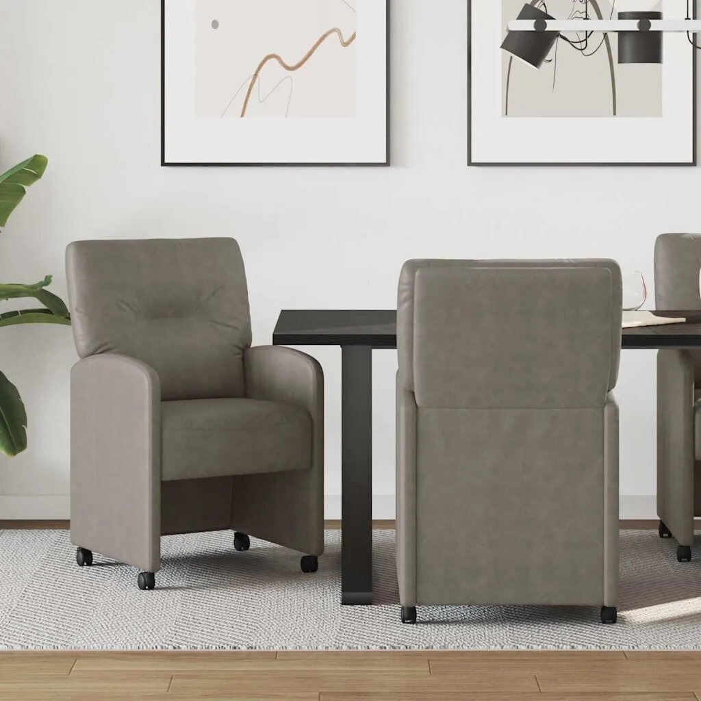 vidaXL Столове с Колела 2 бр. Изкуствена Сив 57 x 67 x 95 см