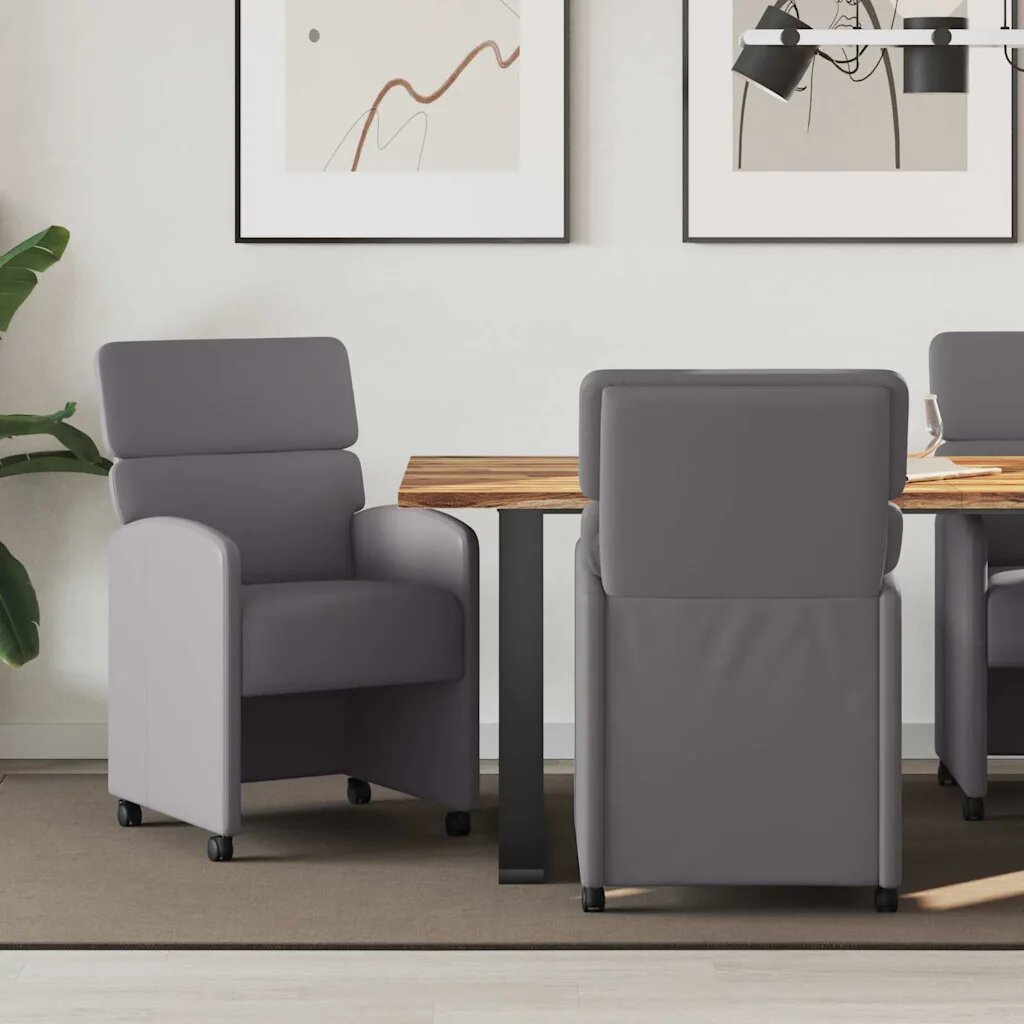 vidaXL Столове с Колела 2 бр. Изкуствена Сив 58 x 65 x 98 см