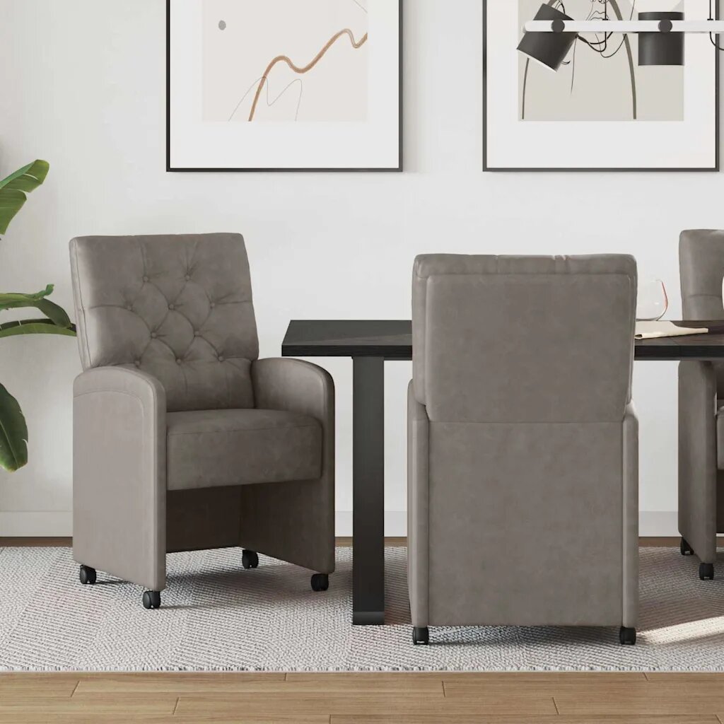vidaXL Столове с Колела 2 бр. Изкуствена Сив 58 x 67 x 97 см