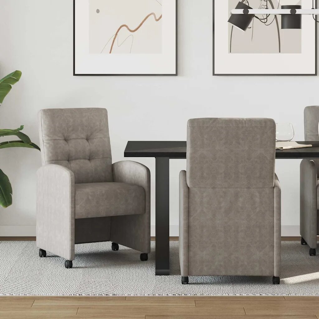 vidaXL Столове с Колела 2 бр. Изкуствена Сив 58 x 67 x 97 см