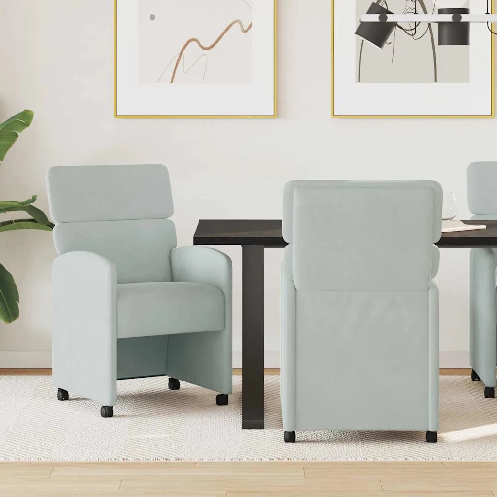 vidaXL Столове с Колела 2 бр. Кадифе Светлосиво 58 x 65 x 98 см