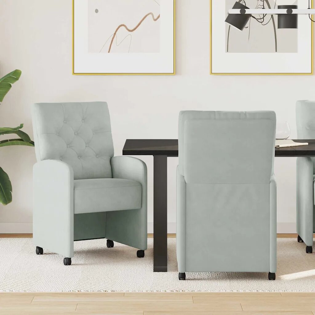 vidaXL Столове с Колела 2 бр. Кадифе Светлосиво 58 x 67 x 97 см