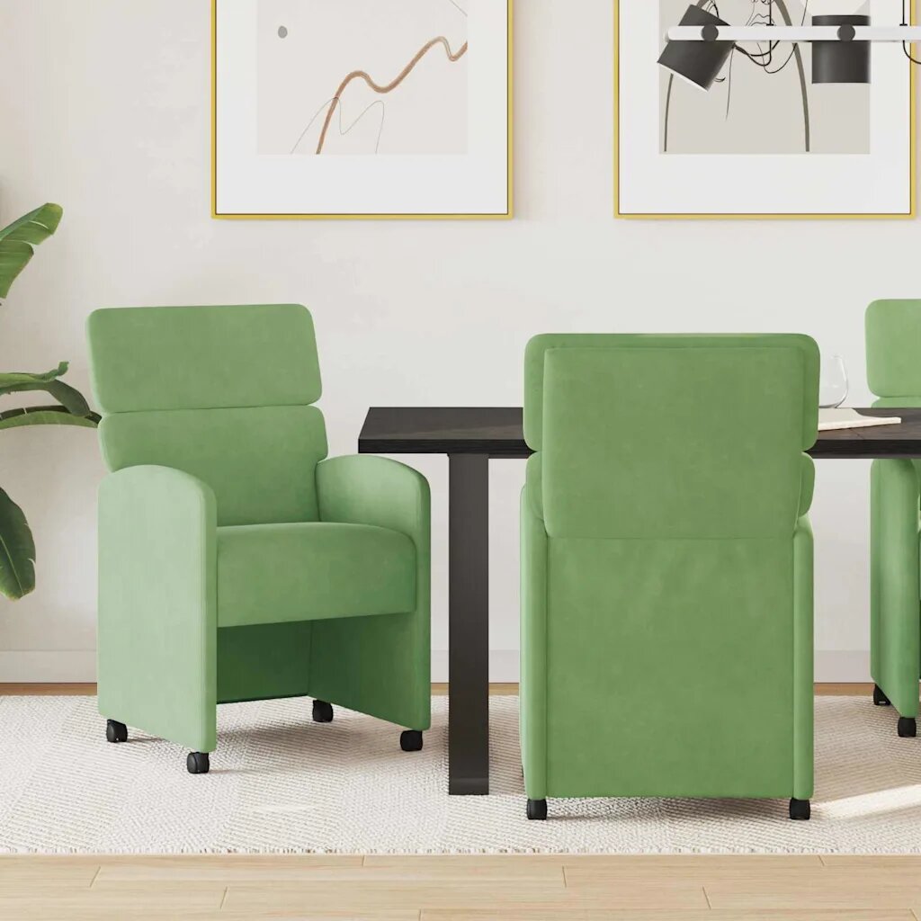 vidaXL Столове с Колела 2 бр. Кадифе Светлозелен 58 x 65 x 98 см