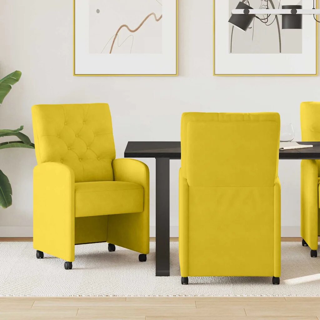 vidaXL Столове с Колела 2 бр. Кадифе Жълто 58 x 67 x 97 см