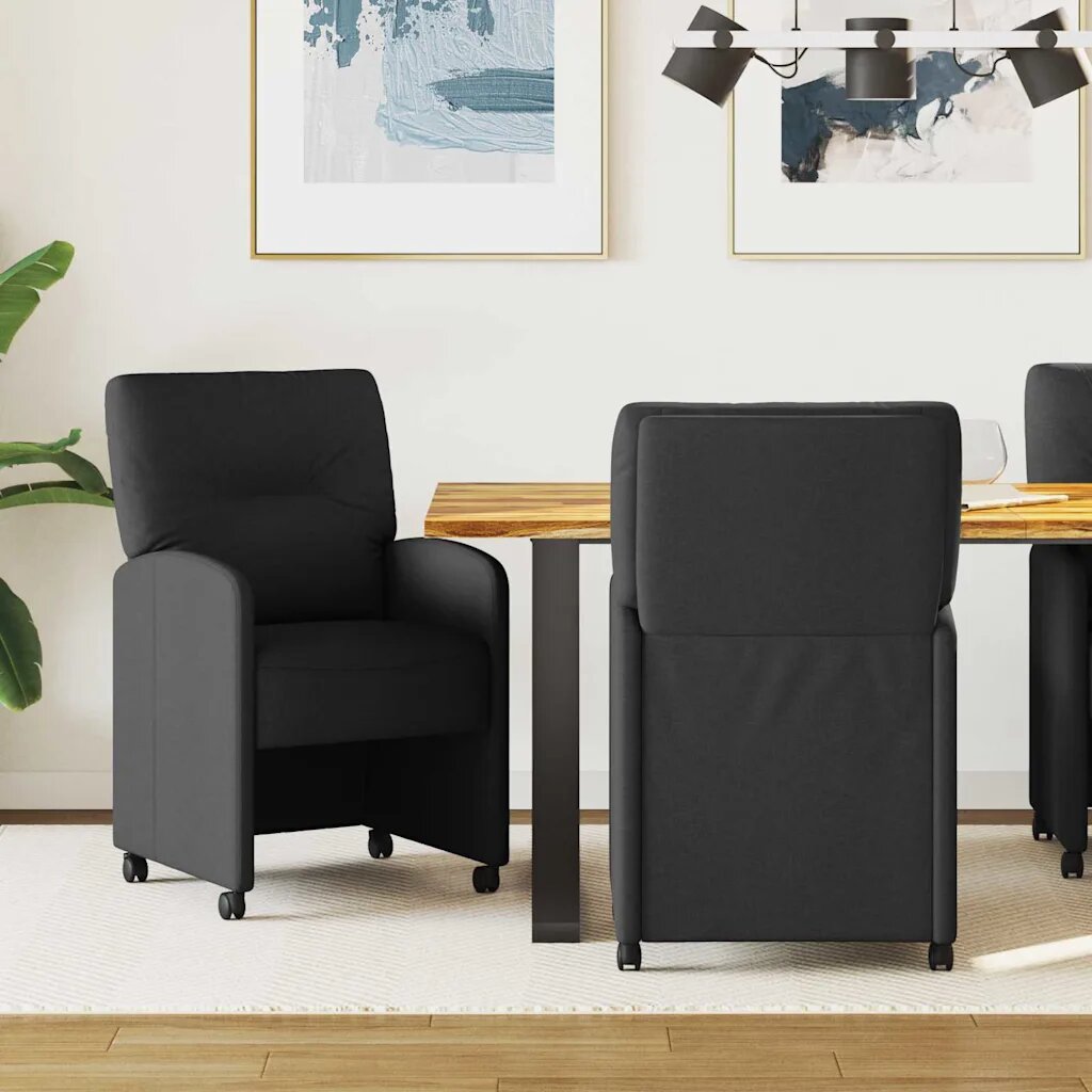 vidaXL Столове с Колела 2 бр. текстил Черно 57 x 67 x 95 см