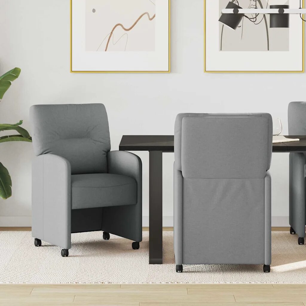 vidaXL Столове с Колела 2 бр. текстил Светлосиво 57 x 67 x 95 см