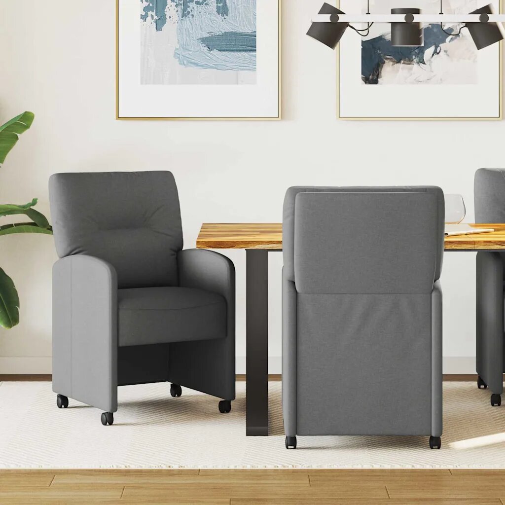 vidaXL Столове с Колела 2 бр. текстил Тъмносив 57 x 67 x 95 см