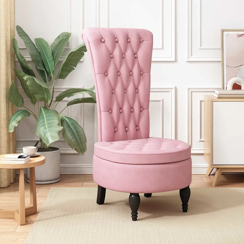 vidaXL Столсвисокаоблегалка Розово 565 x 70 x 110 см Кадифе