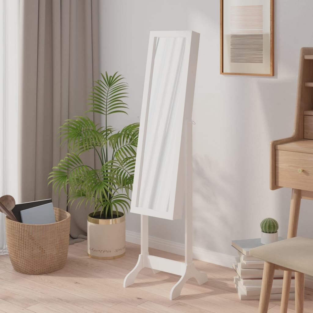 vidaXL Стоящо огледало бяло 34x37x146 см