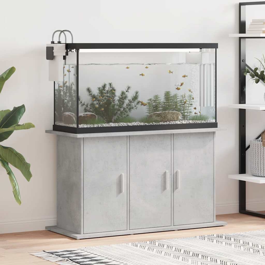 vidaXL Стойка за аквариум бетонна сива 101x41x58 см инженерно дърво