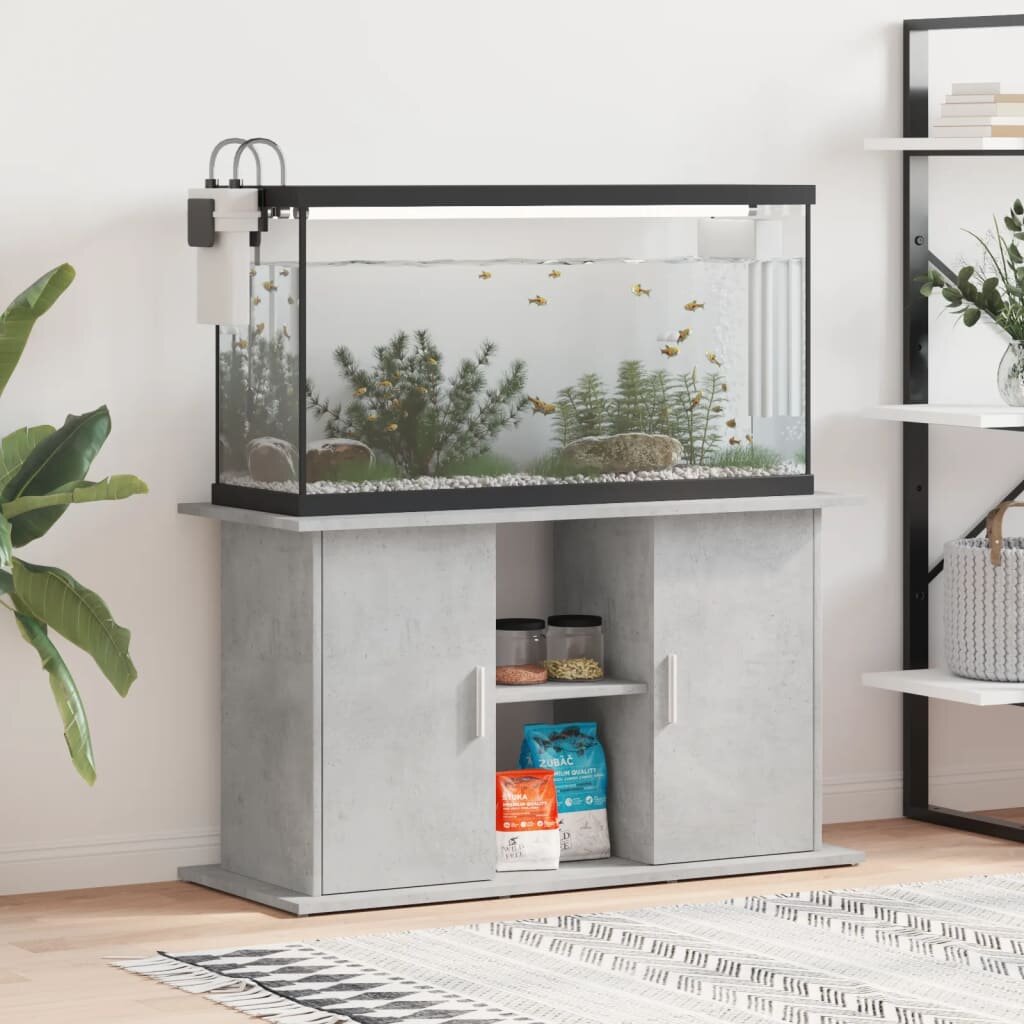 vidaXL Стойка за аквариум бетонна сива 101x41x58 см инженерно дърво