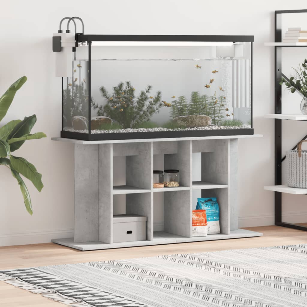 vidaXL Стойка за аквариум бетонна сива 120x40x60 см инженерно дърво