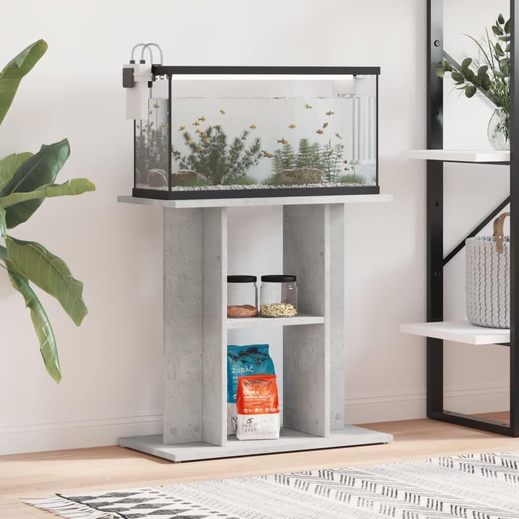 vidaXL Стойка за аквариум бетонна сива 60x30x60 см инженерно дърво