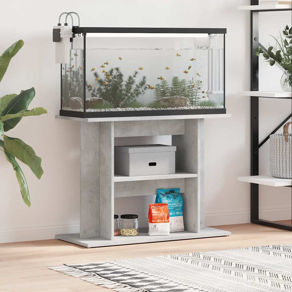 vidaXL Стойка за аквариум бетонна сива 80x35x60 см инженерно дърво